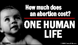 How Much Does An Abortion Cost? One Human Life Business Card